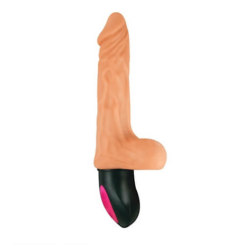 Realistic Warming 6.5 inch Vibrating Dildo with Balls Vanilla - Image 3