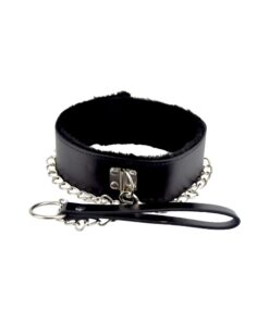 Bound to Please Furry Collar with Leash Black