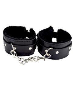 Bound to Please Furry Plush Wrist Cuffs Black