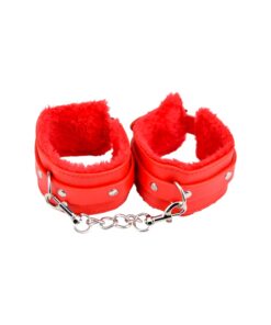 Bound to Please Furry Plush Wrist Cuffs Red