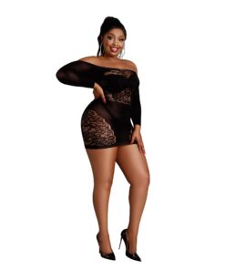 Moonlight Off the Shoulder Black Mini Dress Plus Size