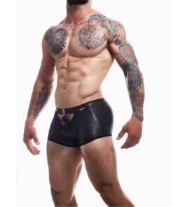 C4M Peekaboo Black Leatherette Mini Pants