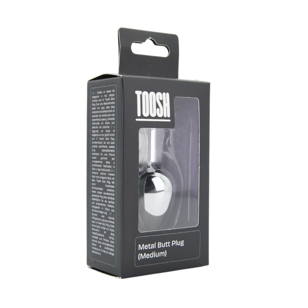 Toosh Silver Metal Butt Plug Medium Clear Stone - Image 8