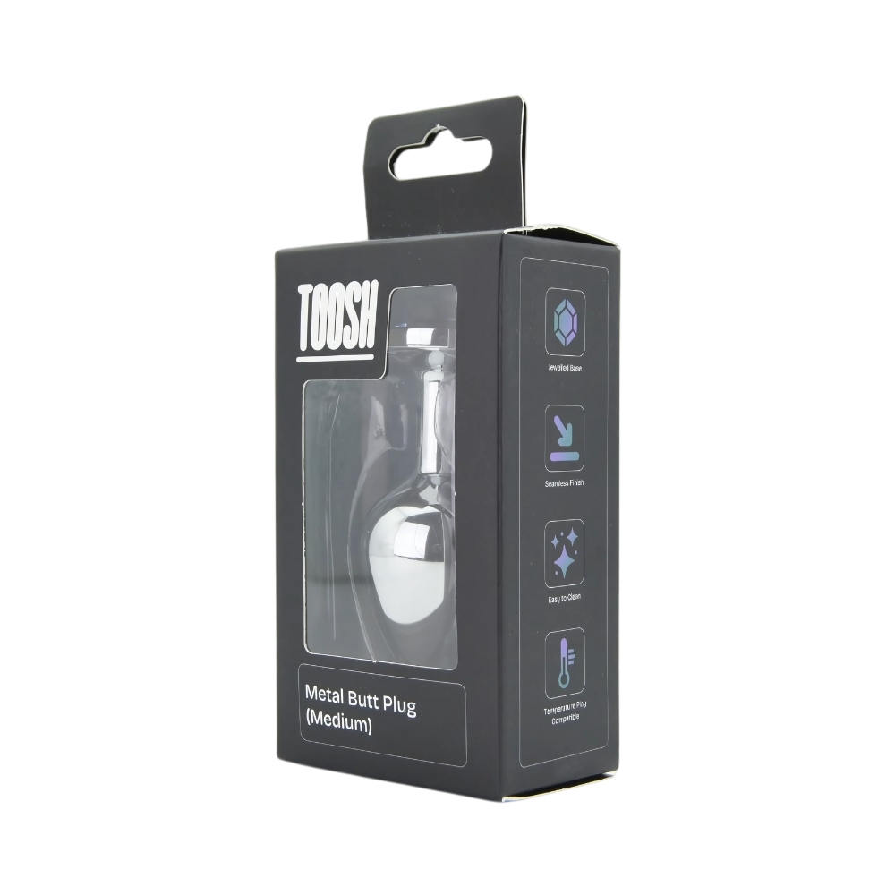 Toosh Silver Metal Butt Plug Medium Clear Stone - Image 9