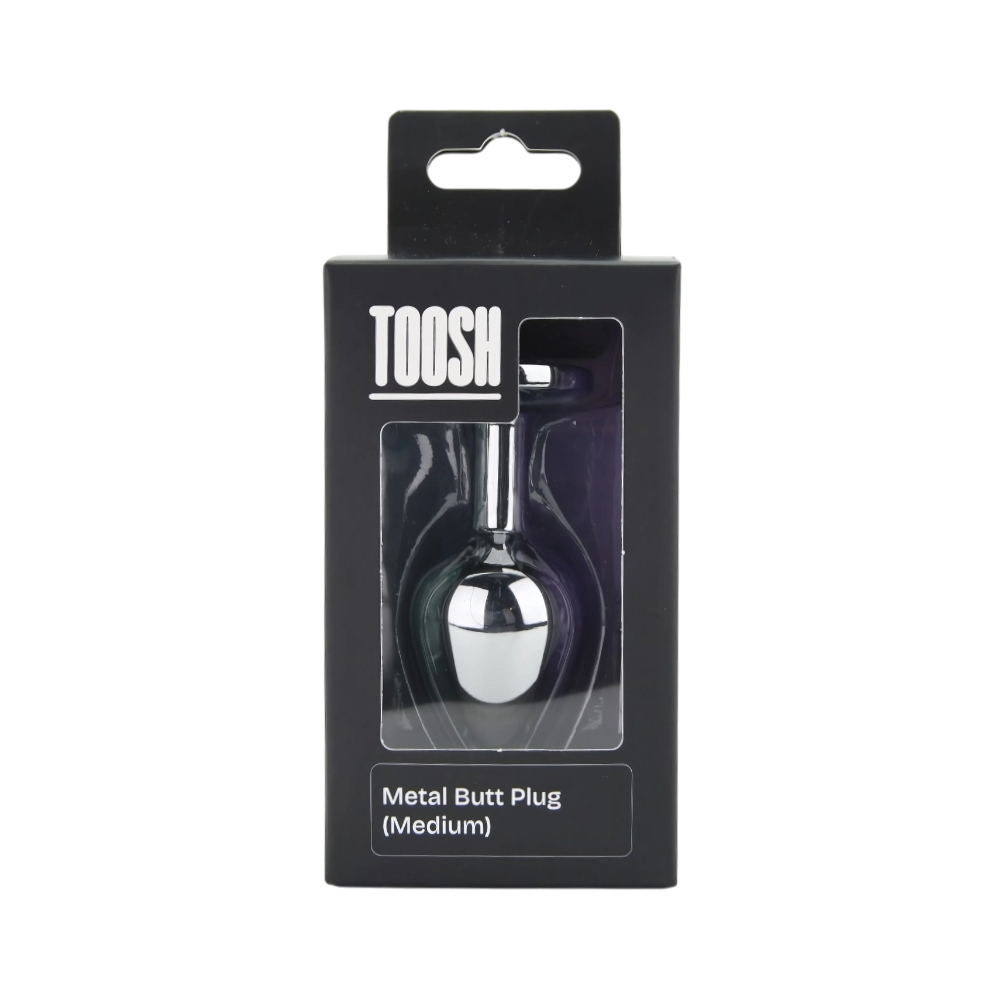 Toosh Silver Metal Butt Plug Medium Clear Stone - Image 7