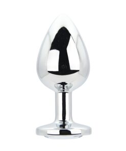 Toosh Silver Metal Butt Plug Large Clear Stone