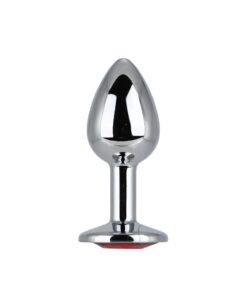 Toosh Silver Metal Butt Plug Small Red Stone