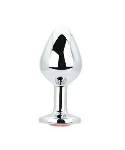 Toosh Silver Metal Butt Plug Medium Red Stone