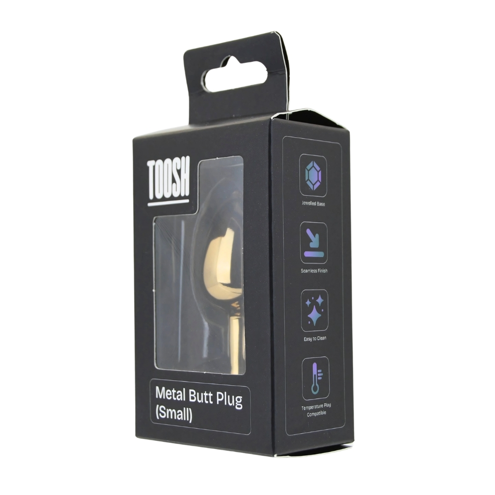 Toosh Gold Metal Butt Plug Small Red Stone - Image 8
