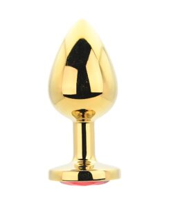 Toosh Gold Metal Butt Plug Large Red Stone