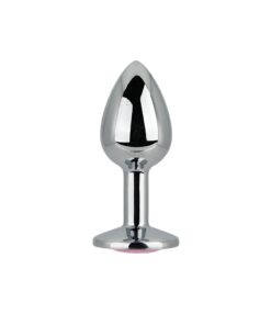 Toosh Silver Metal Butt Plug Small Pink Stone