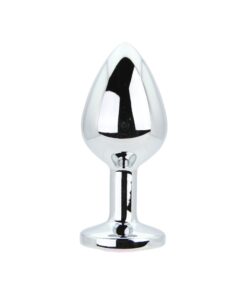 Toosh Silver Metal Butt Plug Medium Pink Stone