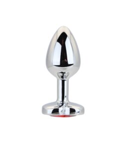 Toosh Heart Shaped Silver Butt Plug with Red Stone Small