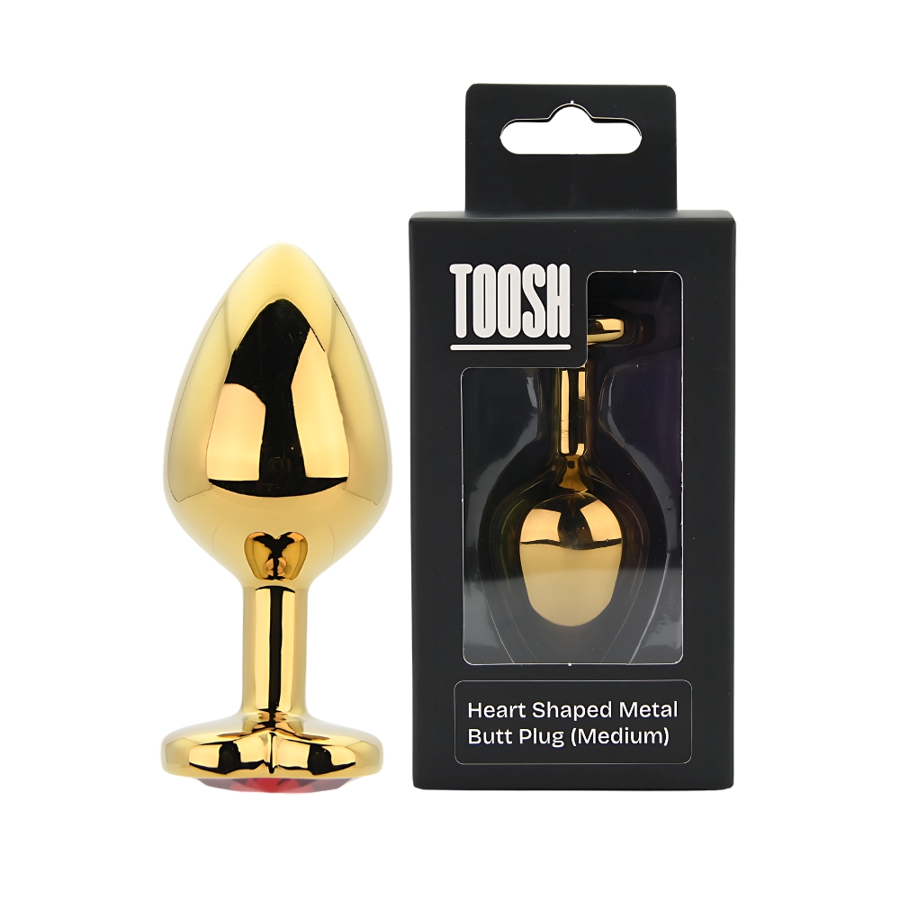 Toosh Heart Shaped Gold with Red Stone Medium - Image 10
