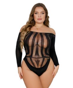 Lace by LJ Plus Size Long Sleeved Cut Out Back Bodysuit