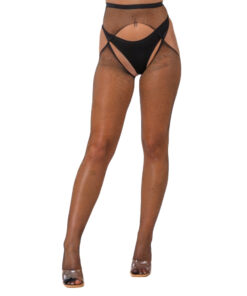 Lace by LJ Fishnet Crotchless Pantyhose Black