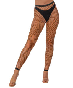 Lace by LJ One Size Industrial Net Footless Tights Black