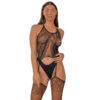Lace by LJ Lace Suspender Bodystocking Black