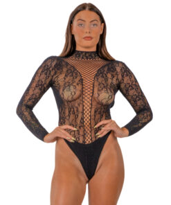 Lace by LJ High Neck Lace Bodysuit Black