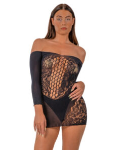 Lace by LJ Off the Shoulder Mini Dress Black