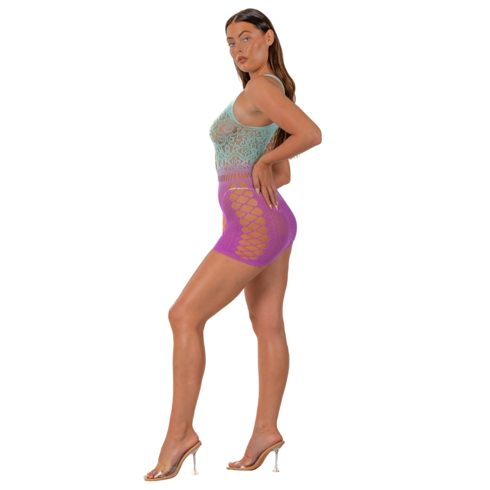 Lace by LJ Ombre Faux Lace Up Mini Dress - Image 5